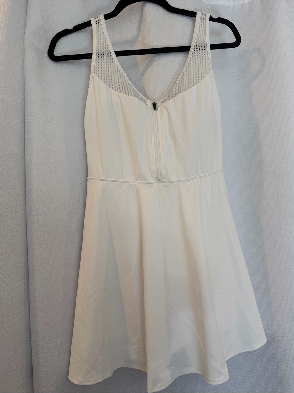 White Sleeveless Tennis Dress with Mesh